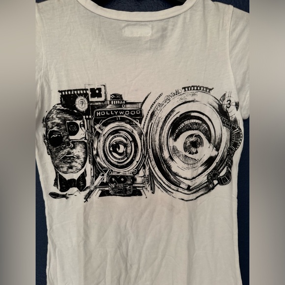 Lauren Moshi Women’s Camera Photography White Short Sleeve Size Small - Picture 4 of 8